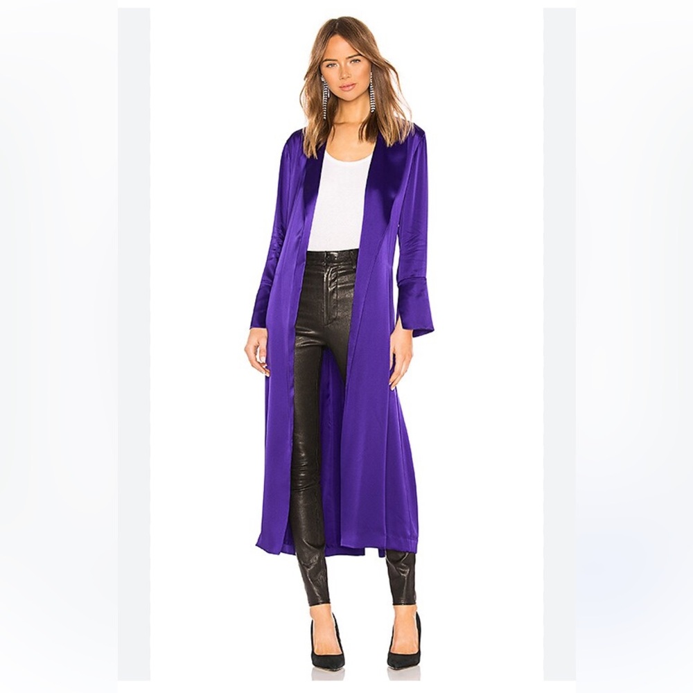 REVOLVE Flare Cuff Trench Coat duster in Electric Purple MICHELLE MASON silk 2